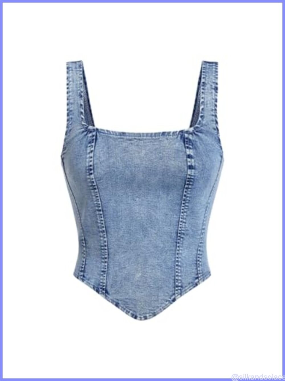 Denim Corset Tank Top Crop Sleeveless Zip Up Back Y2K Summer Top